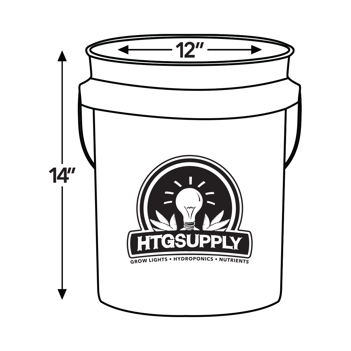 HTG Supply 5 Gallon Hydroponic Bucket Dimmensions 